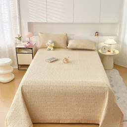 JC HOME Khaki Printed Single Bed Cover With Pillow Covers -1.5 x 2.3 m-image-17