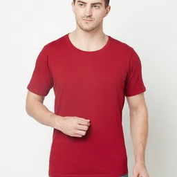 Moda Rapido Men Fusion Solid Round Neck Cotton T-shirt-image-22