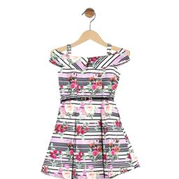 Peppermint Kids Multicolor Floral Print Dress With Belt-picture-7