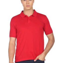 Arrow Sport Red Cotton Regular Fit Polo T-Shirt-image-23