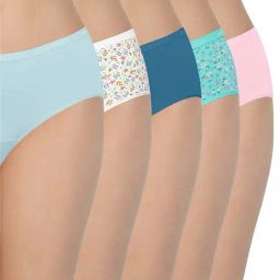 Amante Blue & White Cotton Printed Hipster Panties - Pack Of 5-image-22