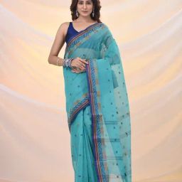 Arhi Sea Green Cotton Polyblend Woven Design Saree-picture-22