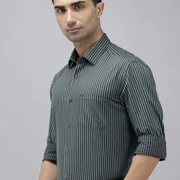 Arrow Pure Cotton Manhattan Slim Fit Opaque Striped Formal Shirt-picture-25