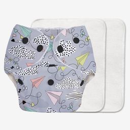 Super Bottoms Basic Reusable Cloth Diaper Paper Plane Print- Multicolor-13