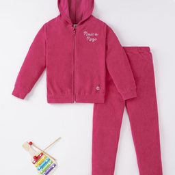 Ed-a-Mamma Cotton Full Sleeves Embroidered Winter Wear Hooded Sweatshirt With Lounge Pant- Pink-image-47