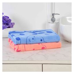 JARS Collections 100% Microfiber Very Soft Cartoon Animal Print Baby Bath Towel Pack of 2 - Blue & Orange-image-37