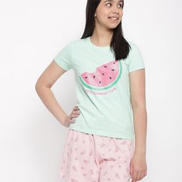 Lil Tomatoes Half Sleeves Watermelon Printed Night Suit - Green-picture-27