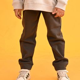 Anthrilo Solid Cotton Fleece Joggers - Dark Grey-picture-9