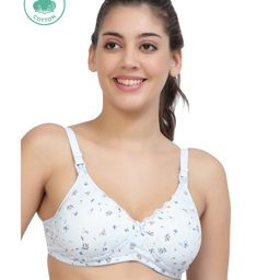 Inner Sense Organic Cotton Sleeveless Floral Printed Anti Odour & Anti Microbial Maternity Bra - Blue-image-7