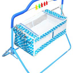 VParents New Born Baby Crib Bassinet cot Swing Cradle Jhula Palna (Blue) - Rosy-15