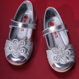 Mine Sole Floral Stone Detailed & Shimmered Ballerinas - Silver-image-88