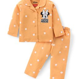 Babyhug Disney Single Jersey Knit Full Sleeves Night Suit With Polka Dots & Minnie Mouse Print - Mustard-image-32