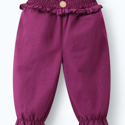 Mark & Mia Ankle Length Solid Color Trouser with Frill Detailing - Purple-image-63