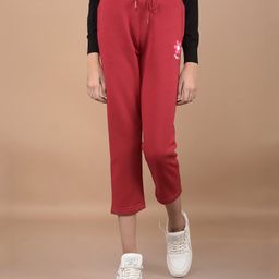 CRIMSOUNE CLUB Cotton Floral Patch Detailed Track Pants - Red-picture-7
