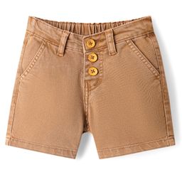 Bonfino Woven Knee Length Over Dyed Elasticated Shorts - Light Brown-picture-42