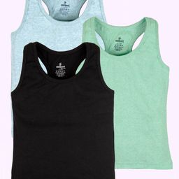 Kiddopanti Pack Of 3 Solid Tank Tops - Multi Colour-image-52