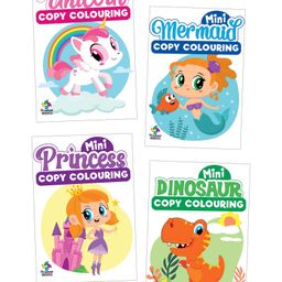Mini Colouring Pads, Unicorns, Mermaids, Princess, Dinosaurs, Set of 4 Books - English-28