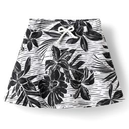 CrayonFlakes Cotton Knit Floral Printed Skirt With Attached Shorts - Off White-image-94