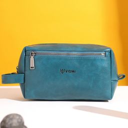 VISMIINTREND Toiletry Pouch for Men Vegan Leather Cosmetic Bag Multi-Compartment Water Resistant Travel Toiletry Bag - Teal Blue-image-21