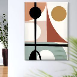 Livin'luxe White & Black Geometric Shapes Framed Canvas Wall Art-picture-30