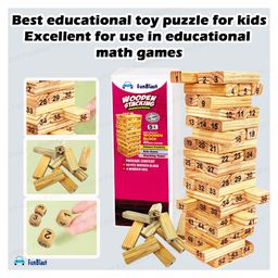 FunBlast Wooden Stacking Tower Block Toys with Dices for Kids & Adults  54 Pcs image 2