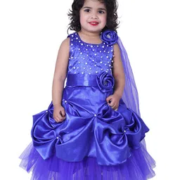 Wish little Girls Self Design Lace Frills Bows and Ruffles  Belted A-Line Maxi Dress-image-69