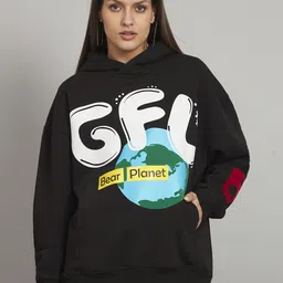 GRIFFEL Women Printed Hooded Pullover Sweatshirt-image-32