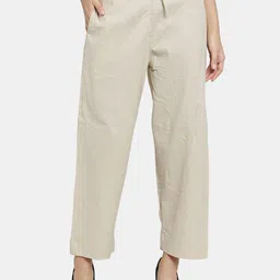 CORSICA Women Solid Tailored Cotton Regular Trousers-image-96