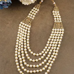 JIYANSHI FASHION Gold-Plated Pearls Beaded Statement Necklace-12