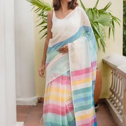 ODETTE Striped Saree-image-4