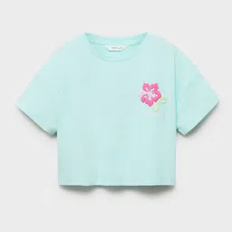 Mango Kids Girls Drop-Shoulder Sleeves Puff Print Pure Cotton T-shirt-image-38