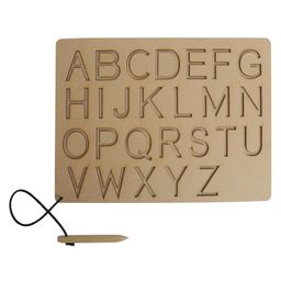 Mindmaker Wooden Tracing Slate Writing Practice Board with Dummy Pencil Set of 5 Board Capital Alphabets Small Alphabets Numbers Tamil Vowel & Consonants - Brown image 4