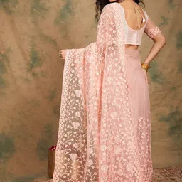 SHADOW & SAINING Embellished Beads and Stones Net Saree image 3