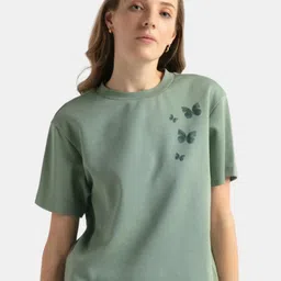Jockey Women Cotton Rich Oversized Printed T-Shirt with Drop Shoulder Styling-WZ04-image-83