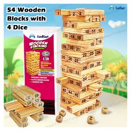 FunBlast Wooden Stacking Tower Block Toys with Dices for Kids & Adults  54 Pcs image 5