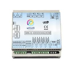 WittelB -WIN-IO-4DI3DO4AI2AOM-IO Module with 4 Digital Inputs 3 Digital Output 4 Analog Inputs and 2 Analog Output with Modbus RS485 Interface(10 Bit Resolution)-16