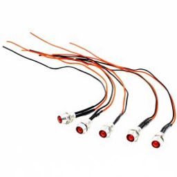 3V 5MM Red LED Metal Indicator Light with 20CMCable (Pack of 5)-32