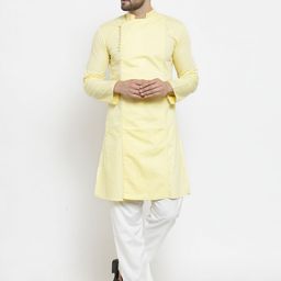 WESTCLO Men Yellow Solid Straight Kurta-36