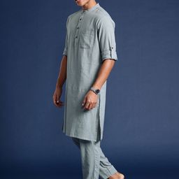Taavi Men Regular Pure Cotton Shibori Kurta With Trousers & Nehru Jacket image 4