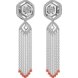 Joyalukkas Platinum & Diamond Sculpted Hexagon Dangler Earrings-picture-19