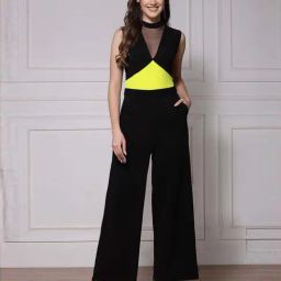 KASSUALLY Black Color-Block Jumpsuit-image-3