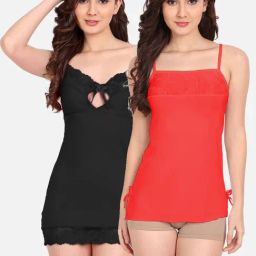 FIMS: Fashion is my Style Red & Black Lace Work Babydoll With Thong-image-64