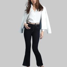 Vero Moda Dark Blue Blended Bootcut High Rise Jeans-image-84