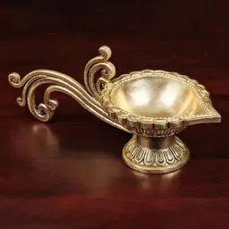 Ekaa Handicrafts Brass Diya With Handle Round-picture-34
