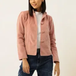 Leather Retail Pink Regular Fit Jacket-image-24
