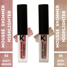 KINDED Mousse Shimmer Highlighter 02 Rusty Bronze & 05 Rose Gold Combo image 2