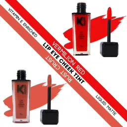 KINDED Lip Eye Cheek Tint Vermilion Red & Rust Crust Combo image 2