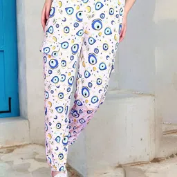 Popwings Women Textured Printed Relaxed Loose Fit Mid-Rise Flat-Front Joggers Trousers-image-33