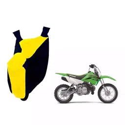 Auto Pearl Waterproof Two Wheeler Cover For Kawasaki KLX 110 (Yellow & Blue)-image-83
