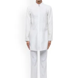 SDS By Kushal Shah Men Textured Embroidered Kurta with Trousers-image-98